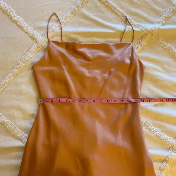 NWT Alice + Olivia Harmony Drapey Slip Satin Mini Dress with Cowl Neck - Size 8 - Picture 11 of 14